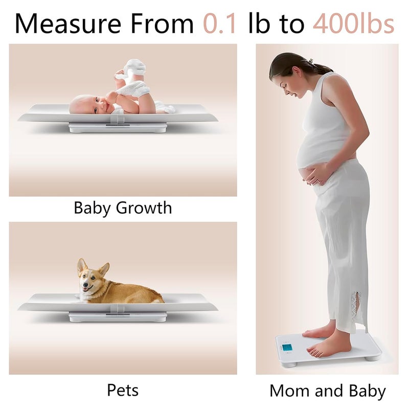 Joyofcife Baby Scale MAX 400lbs,Multifunctional Baby Weight Scale for Toddler, Children, Pet, Adult, Dogs Cats Weight Scale with Auto-Off,26.5-inch Height Measurement,3 Units,LED Screen - Image 2